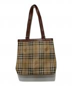 Burberry'sバーバリー）の古着「シャドーホースノヴァチェックトートバッグ」｜ブラウン