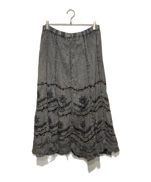 softsurroundings（ソフト・サラウンド）softsurroundings (ソフト・サラウンド) 装飾デザインヴィンテージスカート グレー サイズ:Mの古着・服飾アイテム