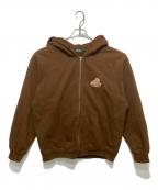 X-LARGEエクストララージ）の古着「BACKSIDE SLANTED OG ZIP HOODED SWEATSHIRT/ジップパーカー」｜ブラウン