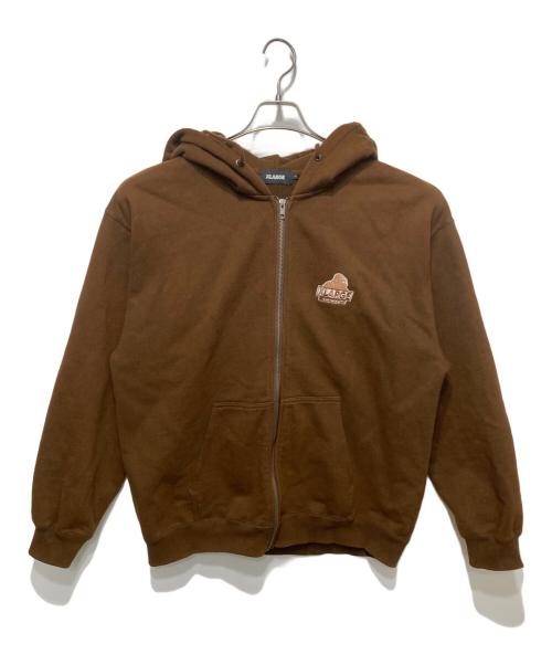 X-LARGE（エクストララージ）X-LARGE (エクストララージ) BACKSIDE SLANTED OG ZIP HOODED SWEATSHIRT/ジップパーカー ブラウン サイズ:Lの古着・服飾アイテム