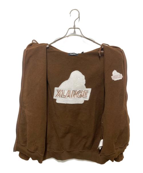 X-LARGE（エクストララージ）X-LARGE (エクストララージ) BACKSIDE SLANTED OG ZIP HOODED SWEATSHIRT/ジップパーカー ブラウン サイズ:Lの古着・服飾アイテム