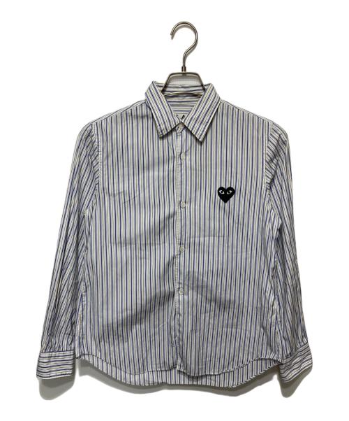 PLAY COMME des GARCONS（プレイコムデギャルソン）PLAY COMME des GARCONS (プレイコムデギャルソン) ストライプシャツ ホワイト×ブルー サイズ:Lの古着・服飾アイテム