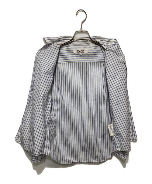 PLAY COMME des GARCONS（プレイコムデギャルソン）PLAY COMME des GARCONS (プレイコムデギャルソン) ストライプシャツ ホワイト×ブルー サイズ:Lの古着・服飾アイテム
