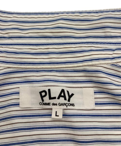 PLAY COMME des GARCONS（プレイコムデギャルソン）PLAY COMME des GARCONS (プレイコムデギャルソン) ストライプシャツ ホワイト×ブルー サイズ:Lの古着・服飾アイテム