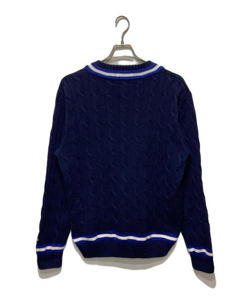 POLO RALPH LAUREN（ポロ・ラルフローレン）POLO RALPH LAUREN (ポロ・ラルフローレン) プリントVネックニット ネイビー サイズ:Lの古着・服飾アイテム