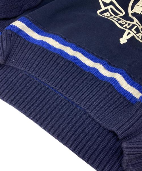 POLO RALPH LAUREN（ポロ・ラルフローレン）POLO RALPH LAUREN (ポロ・ラルフローレン) プリントVネックニット ネイビー サイズ:Lの古着・服飾アイテム