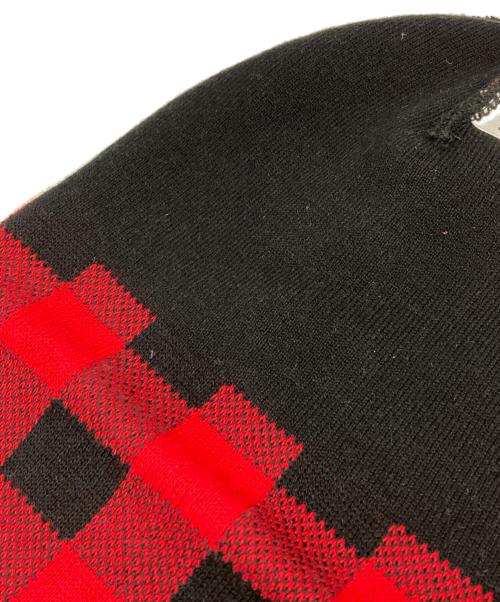 SUPREME（シュプリーム）Supreme (シュプリーム) カシミア混 ブレイドチェック ビッグロゴ ニット帽 レッドの古着・服飾アイテム