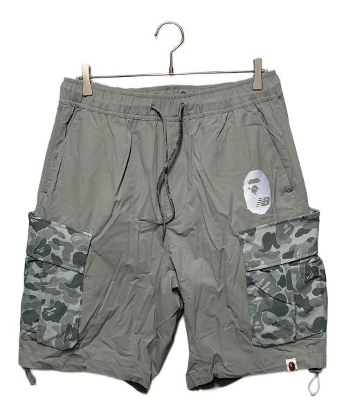 A BATHING APE（ア ベイシング エイプ）A BATHING APE (ア ベイシング エイプ) NEW BALANCE (ニューバランス) BAPE X NEW BALANCE SHORTS/ベイプ・クロス・ニューバランス・ショーツ/ナイロンパンツ ライトグレー サイズ:Lの古着・服飾アイテム