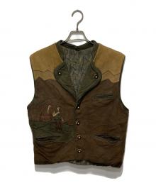 echtes leder（エヒテス レーダァ）の古着「レザー切替チロリアンベスト」｜ブラウン