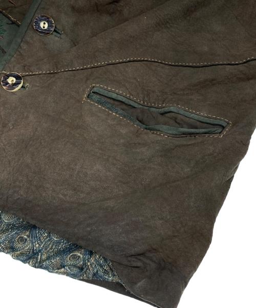 echtes leder（エヒテス レーダァ）echtes leder (エヒテス レーダァ) レザー切替チロリアンベスト ブラウン サイズ:50の古着・服飾アイテム