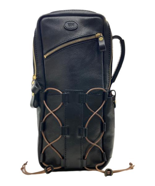 Herz（ヘルツ）Herz (ヘルツ) レザーショルダーバッグ/スクエアレザーリュック ブラックの古着・服飾アイテム