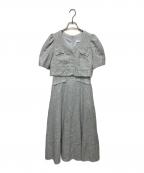 HER LIP TOハーリップトゥ）の古着「Robertson Tweed Long Dress/ツイード半袖ワンピース」｜ブルー