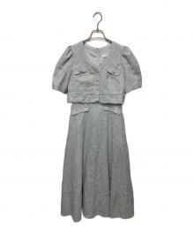 HER LIP TO（ハーリップトゥ）の古着「Robertson Tweed Long Dress/ツイード半袖ワンピース」｜ブルー