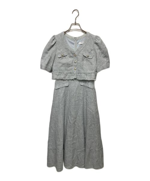 HER LIP TO（ハーリップトゥ）HER LIP TO (ハーリップトゥ) Robertson Tweed Long Dress/ツイード半袖ワンピース ブルー サイズ:Sの古着・服飾アイテム