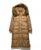 Diagramダイアグラム）の古着「フェイクファーリブ袖ロングダウンコート」｜ベージュ