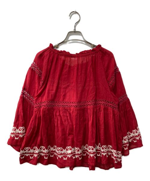 ne quittez pas（ヌキテパ）ne quittez pas (ヌキテパ) レースギャザーブラウス レッド サイズ:Fの古着・服飾アイテム