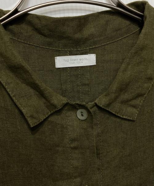 fog linen work（フォグリネンワーク）fog linen work (フォグリネンワーク) 半袖リネンワンピース グリーン サイズ:表記なしの古着・服飾アイテム