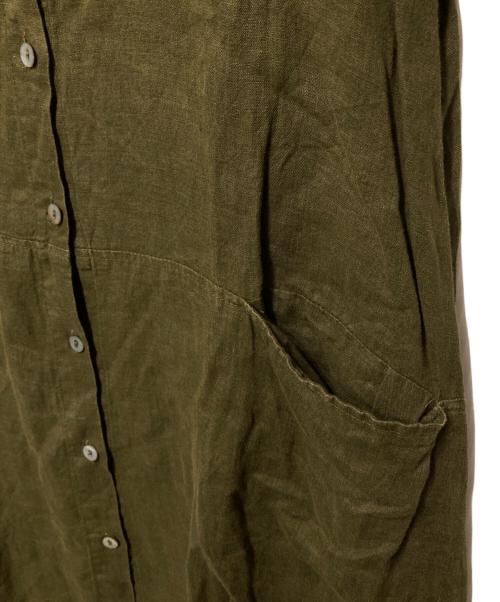 fog linen work（フォグリネンワーク）fog linen work (フォグリネンワーク) 半袖リネンワンピース グリーン サイズ:表記なしの古着・服飾アイテム