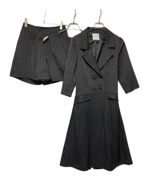 REDYAZEL（レディアゼル）REDYAZEL (レディアゼル) ストライプロングジャケット×トップス×ラップショートパンツ ブラック サイズ:Sの古着・服飾アイテム