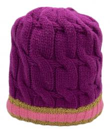 GUCCI（グッチ）の古着「カシミアブレンド ゴールド トリム ビーニー/ニットキャップ」｜パープル