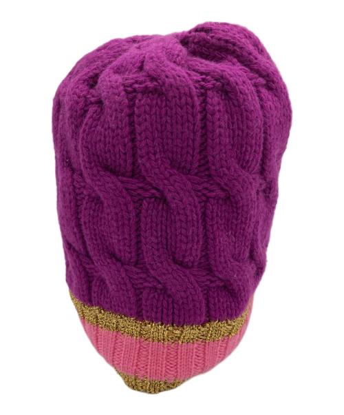 GUCCI（グッチ）GUCCI (グッチ) カシミアブレンド ゴールド トリム ビーニー/ニットキャップ パープルの古着・服飾アイテム