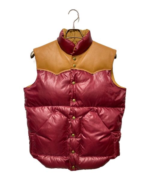 WAREHOUSE（ウエアハウス）WAREHOUSE (ウエアハウス) ヨークレザーダウンベスト レッド×ブラウン サイズ:Mの古着・服飾アイテム