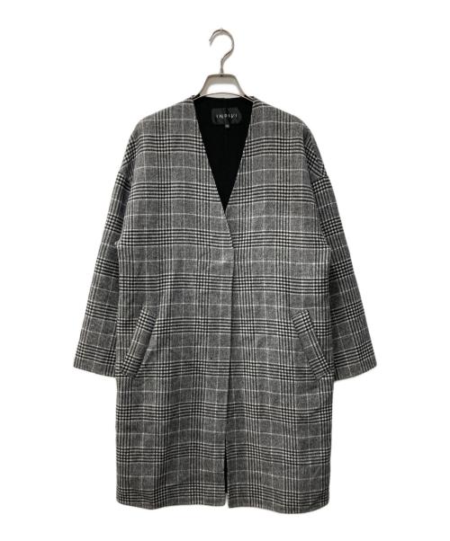 INDIVI（インディヴィ）INDIVI (インディヴィ) ノーカラーVネックリバーコート グレー サイズ:36の古着・服飾アイテム