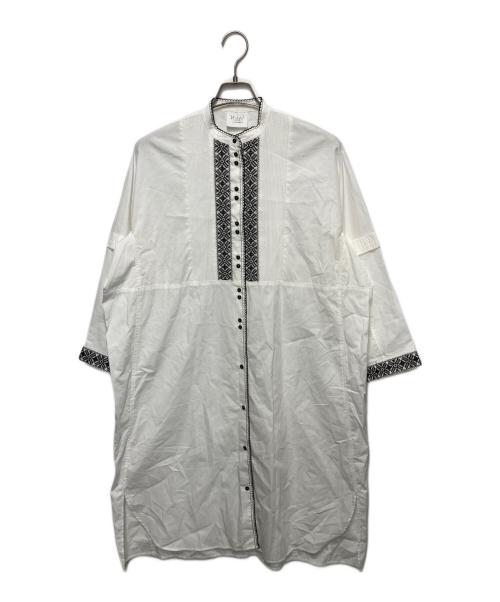 YUNI（ユニ）YUNI (ユニ) 刺繍タック シャツワンピース ホワイト サイズ:freeの古着・服飾アイテム