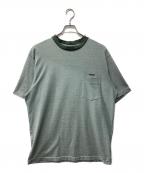 stussyステューシー）の古着「白タグ90s ジャガード織ボーダーTシャツ」｜グリーン