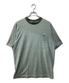 stussy（ステューシー）の古着「白タグ90s ジャガード織ボーダーTシャツ」｜グリーン