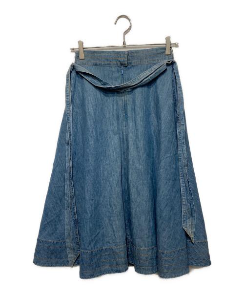 Kate Spade（ケイトスペード）Kate Spade (ケイトスペード) シャンブレーミディフレアスカート インディゴ サイズ:00の古着・服飾アイテム