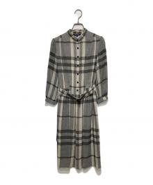 BURBERRY LONDON（バーバリーロンドン）の古着「シルクチェックワンピース」｜グレー