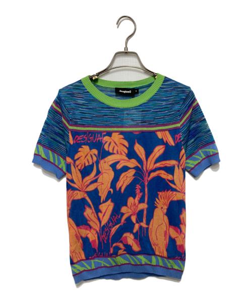 Desigual（デシグアル）Desigual (デシグアル) 半袖ニット ブルー サイズ:Sの古着・服飾アイテム