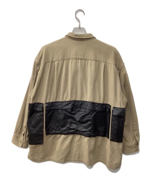 10匣（テンボックス）10匣 (テンボックス) レザー切替シャツジャケット/ドラッグディーラーシャツ ベージュ サイズ:XLの古着・服飾アイテム