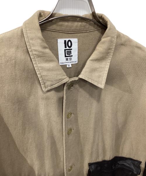 10匣（テンボックス）10匣 (テンボックス) レザー切替シャツジャケット/ドラッグディーラーシャツ ベージュ サイズ:XLの古着・服飾アイテム
