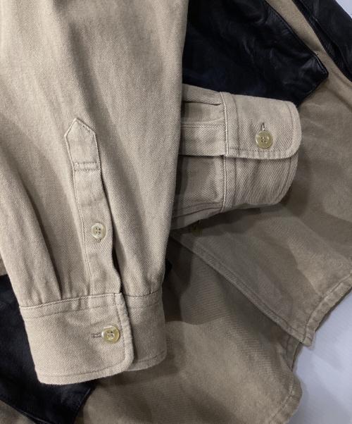 10匣（テンボックス）10匣 (テンボックス) レザー切替シャツジャケット/ドラッグディーラーシャツ ベージュ サイズ:XLの古着・服飾アイテム