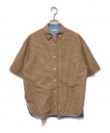 YORI（ヨリ）の古着「ステンカラーオーバーチェックシャツ」｜ブラウン