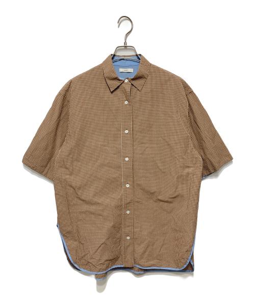 YORI（ヨリ）yori (ヨリ) ステンカラーオーバーチェックシャツ ブラウン サイズ:Fの古着・服飾アイテム