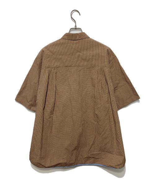 YORI（ヨリ）yori (ヨリ) ステンカラーオーバーチェックシャツ ブラウン サイズ:Fの古着・服飾アイテム