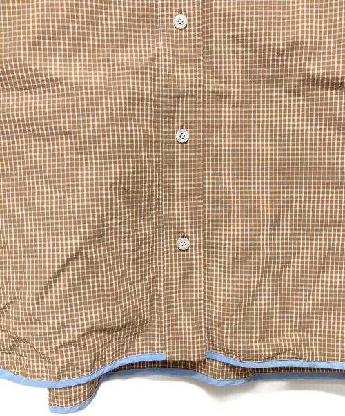 YORI（ヨリ）yori (ヨリ) ステンカラーオーバーチェックシャツ ブラウン サイズ:Fの古着・服飾アイテム