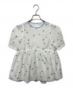 YORIヨリ）の古着「ラメクローバーパフブラウス」｜ホワイト