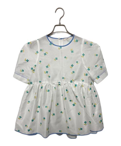 YORI（ヨリ）yori (ヨリ) ラメクローバーパフブラウス ホワイト サイズ:36の古着・服飾アイテム