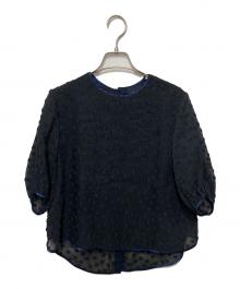 yori shirocon（ヨリ シロコン）の古着「フローラバックリボンブラウス」｜ネイビー