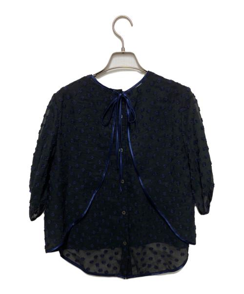 yori shirocon（ヨリ シロコン）yori shirocon (ヨリ シロコン) フローラバックリボンブラウス ネイビー サイズ:34の古着・服飾アイテム