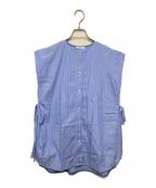 YORIヨリ）の古着「ウェッジラインブラウス」｜ブルー