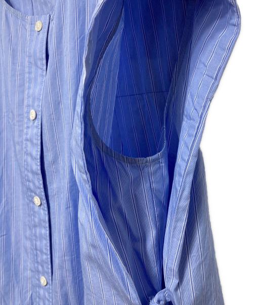 YORI（ヨリ）YORI (ヨリ) ウェッジラインブラウス ブルー サイズ:Fの古着・服飾アイテム