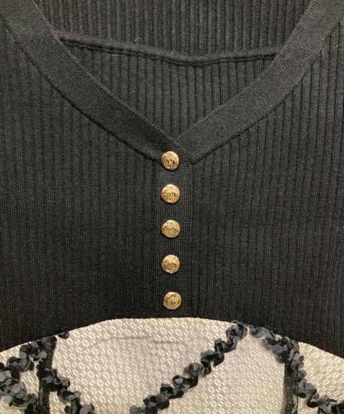 Resexxy（リゼクシー）Resexxy (リゼクシー) ドッキングフレアミニニットワンピース ブラック サイズ:Fの古着・服飾アイテム