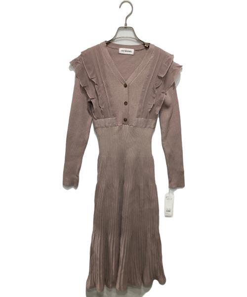 Lily Brown（リリーブラウン）Lily Brown (リリーブラウン) シフォンドッキングニットワンピース ブラウン サイズ:Fの古着・服飾アイテム