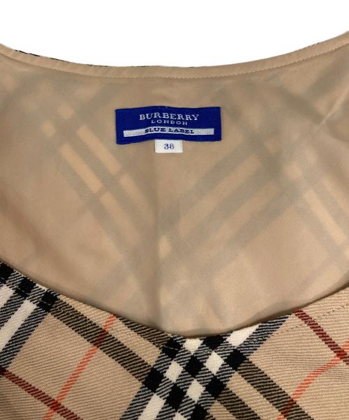 BURBERRY BLUE LABEL（バーバリー ブルー レーベル）BURBERRY BLUE LABEL (バーバリー ブルー レーベル) ノバチェック リボン フレア ワンピース ベージュ サイズ:38の古着・服飾アイテム