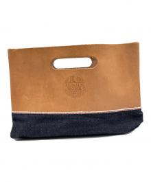 Tenjin Works（テンジンワークス）の古着「デニムレザー切替ハンドバッグ」｜ベージュ